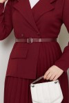 Piliseli Elbise Bordo 4747 Piliseli Elbise Bordo 4747