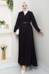 Piliseli Elbise Siyah 4747 Piliseli Elbise Siyah 4747