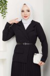 Piliseli Elbise Siyah 4747 Piliseli Elbise Siyah 4747