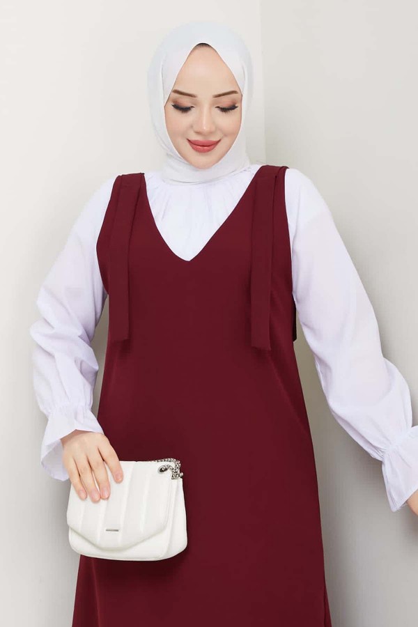 Gömlek + Ji̇le Elbi̇se Bordo 4678 Gömlek + Ji̇le Elbi̇se Bordo 4678