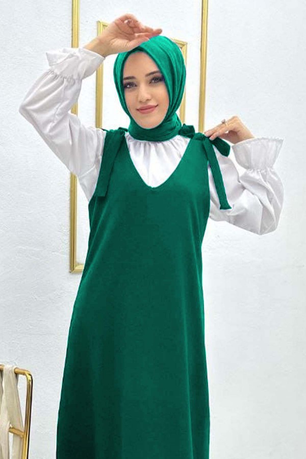Gömlek + Ji̇le Elbi̇se Zümrüt Yeşili 4678 Gömlek + Ji̇le Elbi̇se Zümrüt Yeşili 4678