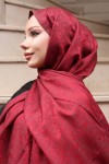 Desenli Jakarlı Şal Bordo H102 Desenli Jakarlı Şal Bordo H102