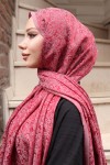 Desenli Jakarlı Şal Kırmızı H102 Desenli Jakarlı Şal Kırmızı H102