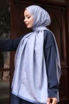 Desenli Jakarlı Şal Mavi H102 Desenli Jakarlı Şal Mavi H102