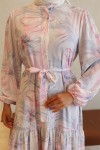 Desenli Tesettür Elbise Pembe 560