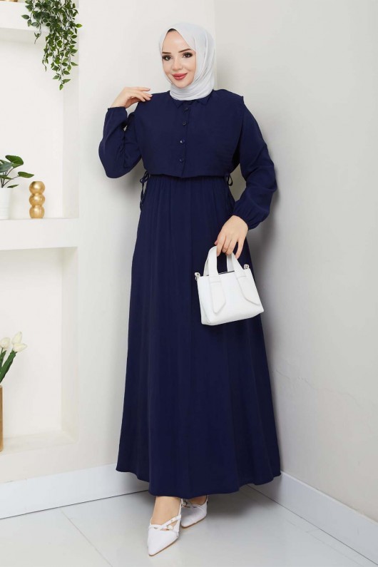 Yelekli Elbise Lacivert 4735 Yelekli Elbise Lacivert 4735