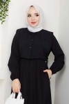 Yelekli Elbise Siyah 4735