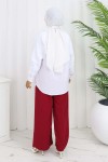 Geniş Paça Pileli Pantolon Bordo 6718 Geniş Paça Pileli Pantolon Bordo 6718