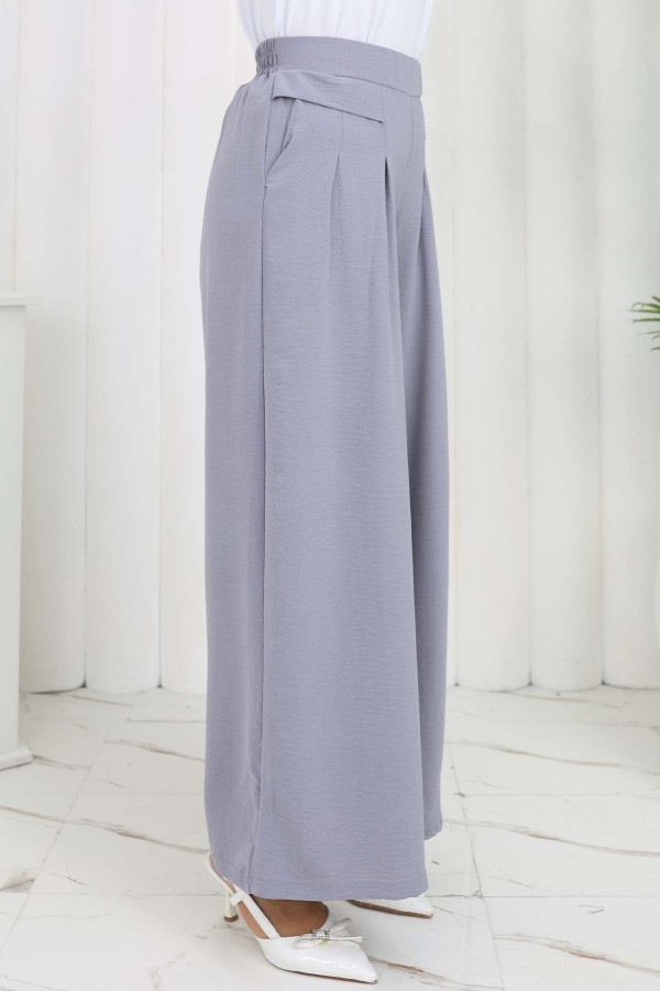 Geniş Paça Pileli Pantolon Gri 6718 Geniş Paça Pileli Pantolon Gri 6718