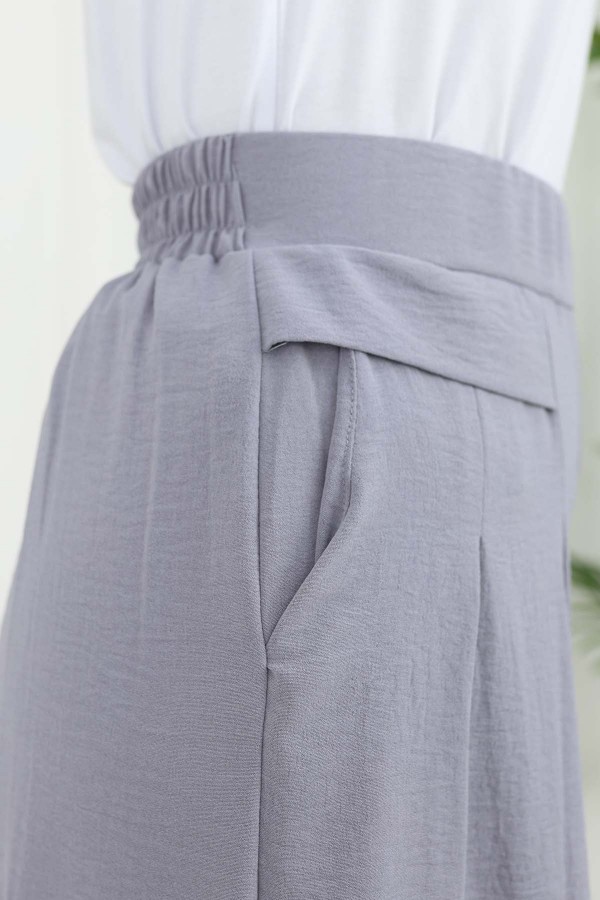 Geniş Paça Pileli Pantolon Gri 6718 Geniş Paça Pileli Pantolon Gri 6718