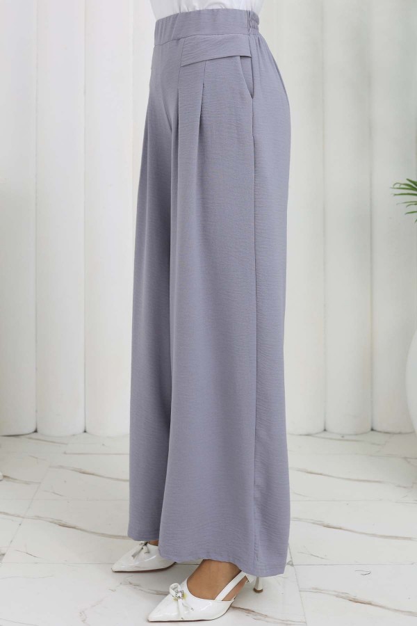 Geniş Paça Pileli Pantolon Gri 6718 Geniş Paça Pileli Pantolon Gri 6718