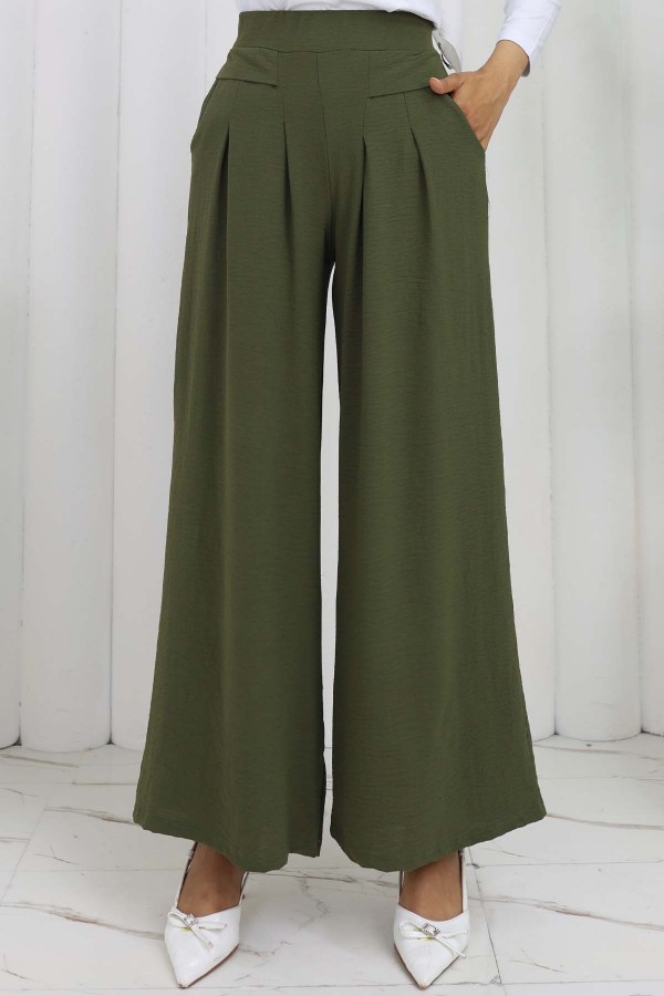 Geniş Paça Pileli Pantolon Haki 6718 Geniş Paça Pileli Pantolon Haki 6718