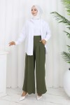 Geniş Paça Pileli Pantolon Haki 6718 Geniş Paça Pileli Pantolon Haki 6718