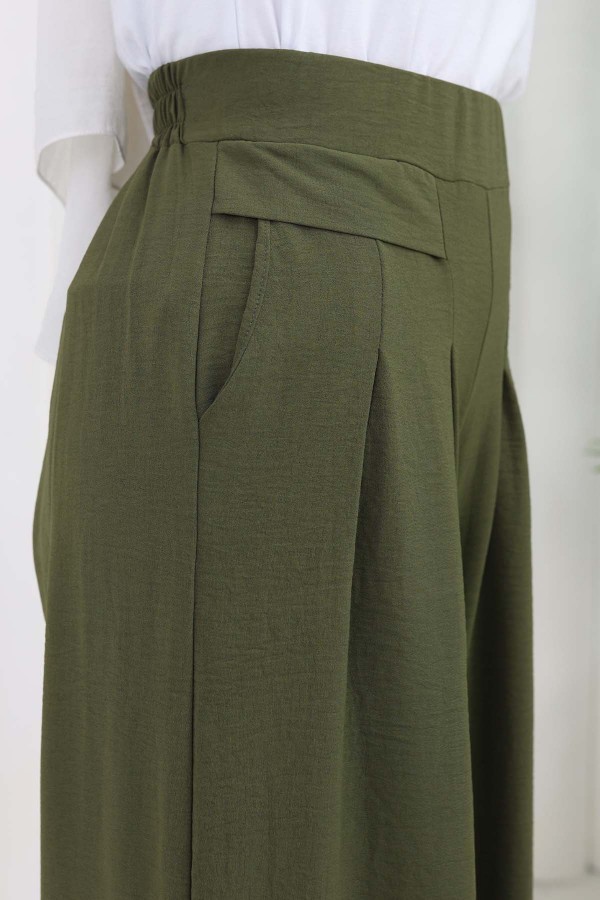 Geniş Paça Pileli Pantolon Haki 6718 Geniş Paça Pileli Pantolon Haki 6718