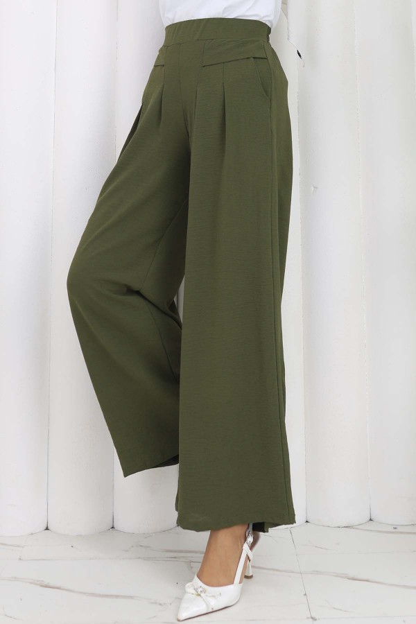 Geniş Paça Pileli Pantolon Haki 6718 Geniş Paça Pileli Pantolon Haki 6718