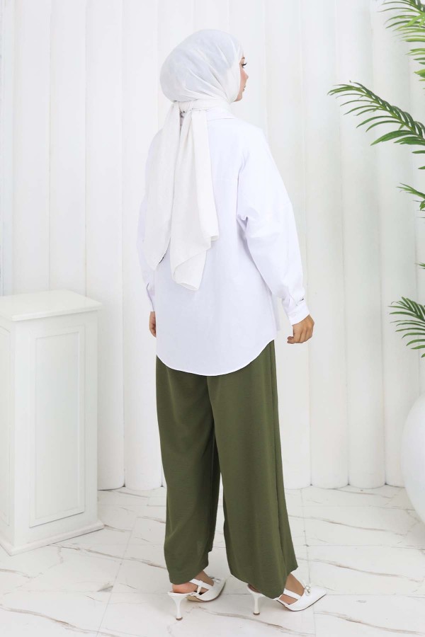Geniş Paça Pileli Pantolon Haki 6718 Geniş Paça Pileli Pantolon Haki 6718