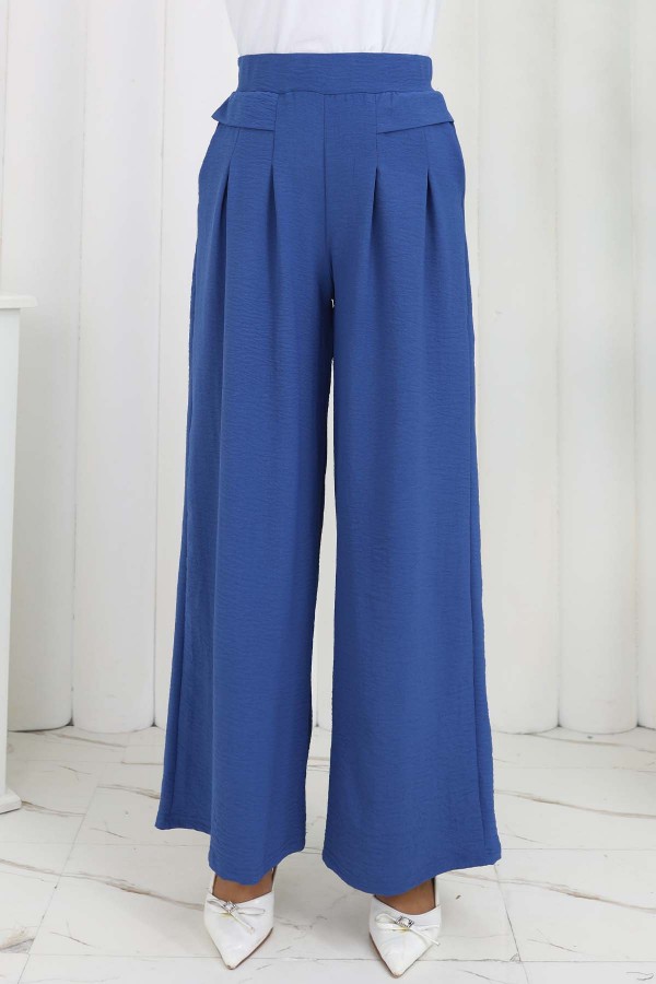 Geniş Paça Pileli Pantolon İndigo 6718 Geniş Paça Pileli Pantolon İndigo 6718