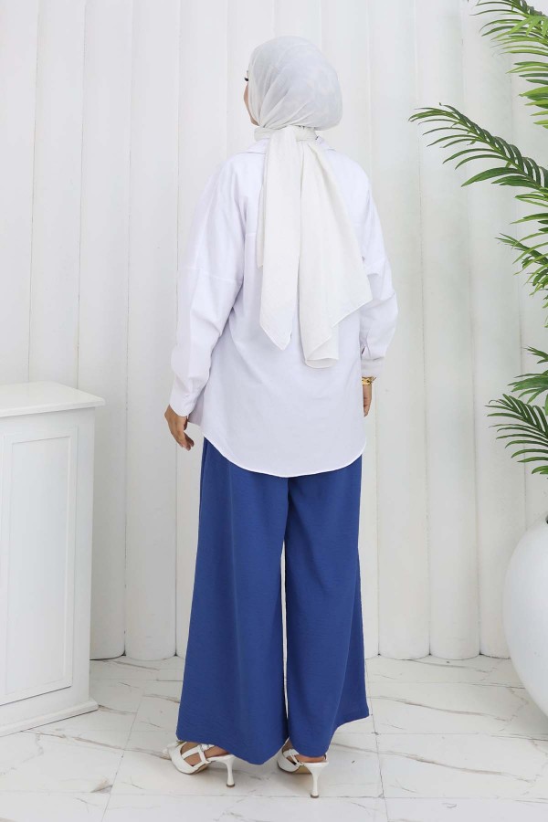 Geniş Paça Pileli Pantolon İndigo 6718 Geniş Paça Pileli Pantolon İndigo 6718