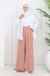 Geniş Paça Pileli Pantolon Pudra 6718 Geniş Paça Pileli Pantolon Pudra 6718