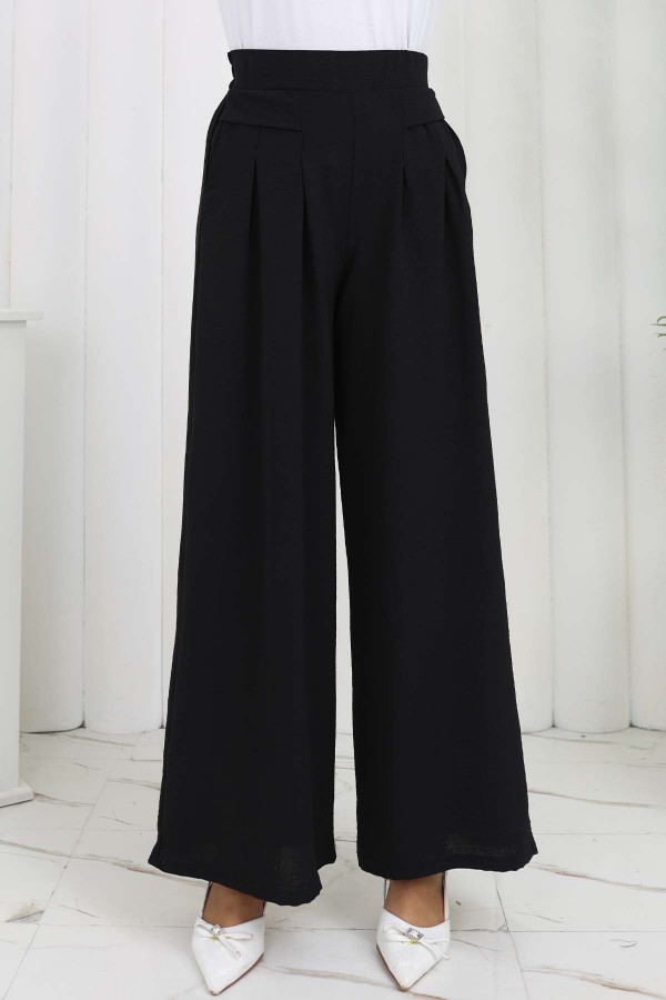 Geniş Paça Pileli Pantolon Siyah 6718 Geniş Paça Pileli Pantolon Siyah 6718