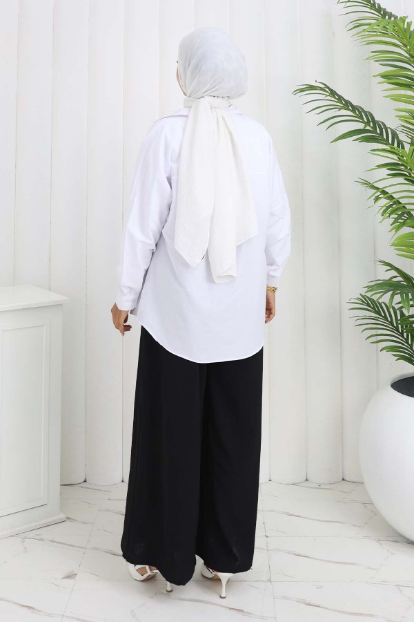 Geniş Paça Pileli Pantolon Siyah 6718 Geniş Paça Pileli Pantolon Siyah 6718