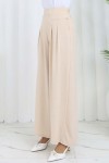 Geniş Paça Pileli Pantolon Taş Rengi 6718 Geniş Paça Pileli Pantolon Taş Rengi 6718