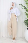 Geniş Paça Pileli Pantolon Taş Rengi 6718 Geniş Paça Pileli Pantolon Taş Rengi 6718