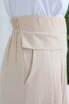 Geniş Paça Pileli Pantolon Taş Rengi 6718 Geniş Paça Pileli Pantolon Taş Rengi 6718