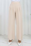 Geniş Paça Pileli Pantolon Taş Rengi 6718 Geniş Paça Pileli Pantolon Taş Rengi 6718