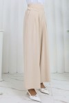 Geniş Paça Pileli Pantolon Taş Rengi 6718 Geniş Paça Pileli Pantolon Taş Rengi 6718