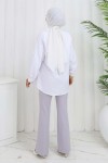 Kemerli İspanyol Paça Pantolon Gri 6538 Kemerli İspanyol Paça Pantolon Gri 6538