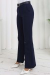 Kemerli İspanyol Paça Pantolon Lacivert 6538 Kemerli İspanyol Paça Pantolon Lacivert 6538