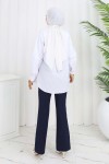 Kemerli İspanyol Paça Pantolon Lacivert 6538 Kemerli İspanyol Paça Pantolon Lacivert 6538