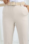 Kemerli İspanyol Paça Pantolon Taş Rengi 6538 Kemerli İspanyol Paça Pantolon Taş Rengi 6538