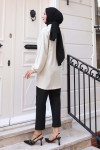 Beli Büzgülü Fermuarlı Kısa Kap Taş Rengi 3243 Beli Büzgülü Fermuarlı Kısa Kap Taş Rengi 3243
