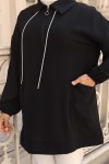 İp Detaylı Yarım Fermuarlı Tesettür Tunik Siyah 3190 İp Detaylı Yarım Fermuarlı Tesettür Tunik Siyah 3190