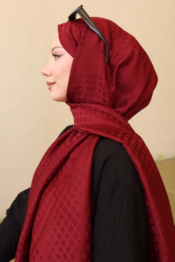 Desenli Jakarlı Şal Bordo İpk107 Desenli Jakarlı Şal Bordo İpk107