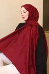 Desenli Jakarlı Şal Bordo İpk108