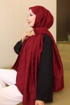 Desenli Jakarlı Şal Bordo İpk108