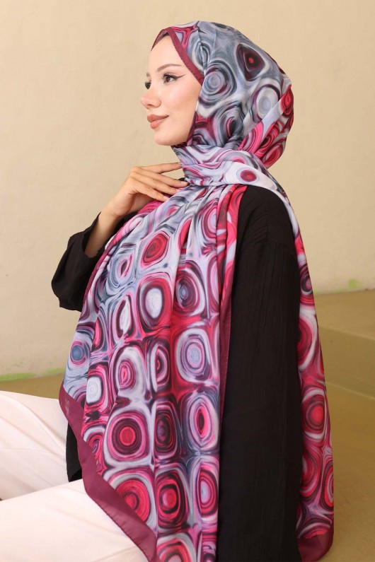 Desenli Şal Bordo İpk112 
