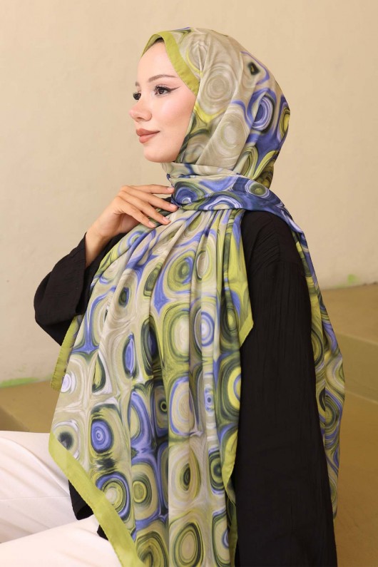 Desenli Şal Fıstık Yeşili İpk112 