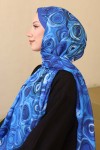 Desenli Şal Saks Mavisi İpk112 