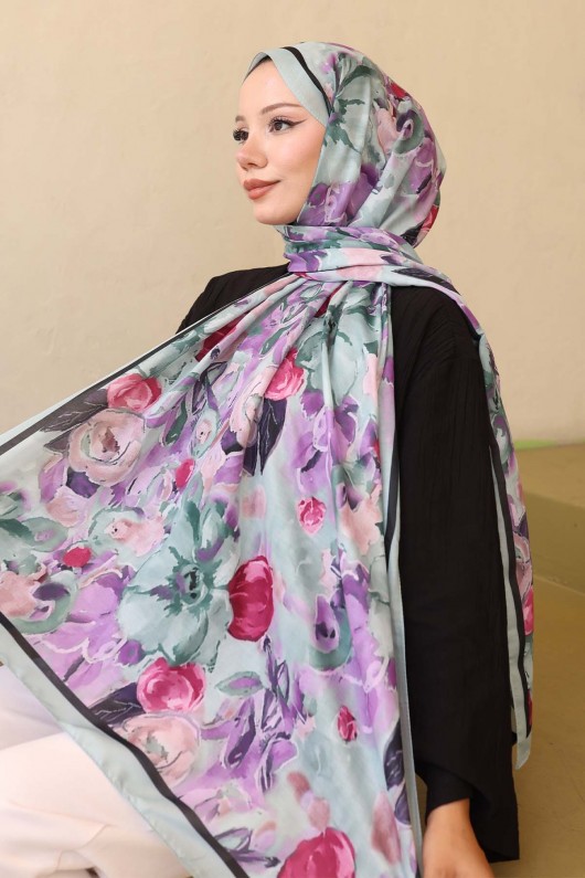 Desenli Şal Su Yeşili İpk113  Desenli Şal Su Yeşili İpk113