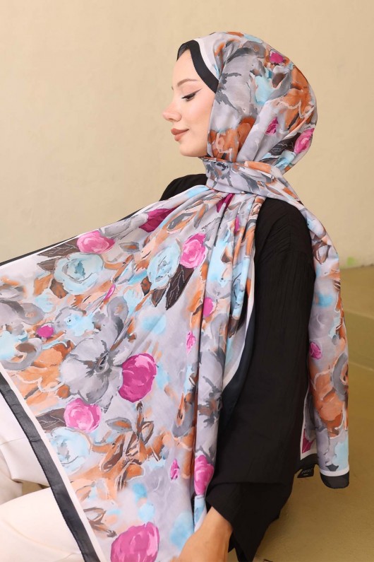 Desenli Şal Siyah-Mor İpk113  Desenli Şal Siyah-Mor İpk113