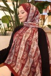 Etnik Desenli Şal Bordo İpk115 Etnik Desenli Şal Bordo İpk115