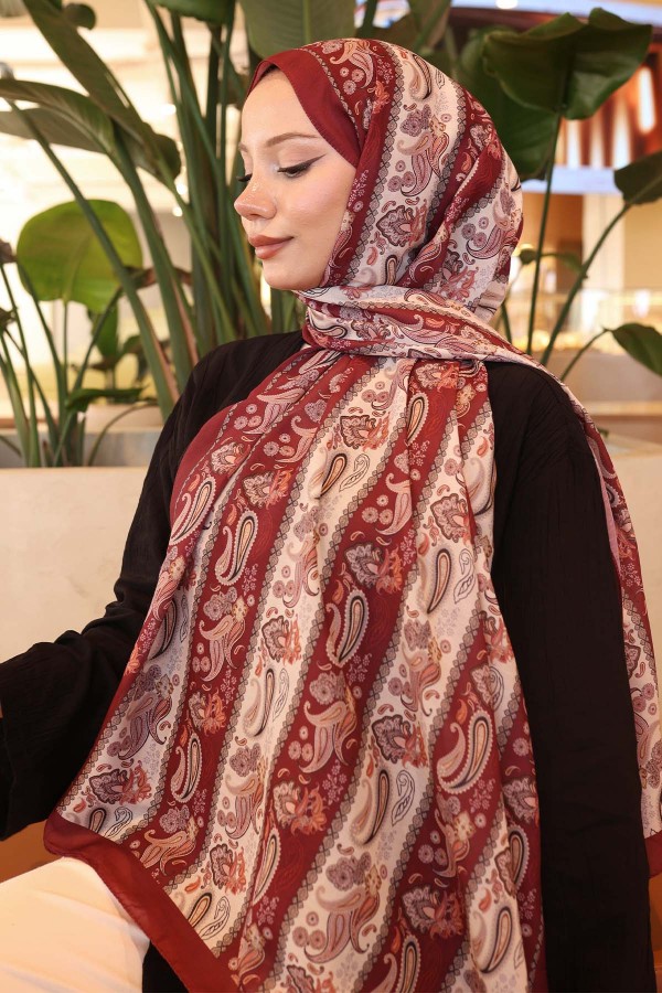 Etnik Desenli Şal Bordo İpk115 Etnik Desenli Şal Bordo İpk115