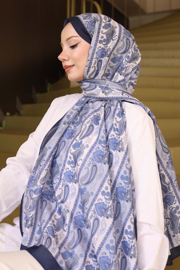 Etnik Desenli Şal Lacivert İpk115 Etnik Desenli Şal Lacivert İpk115