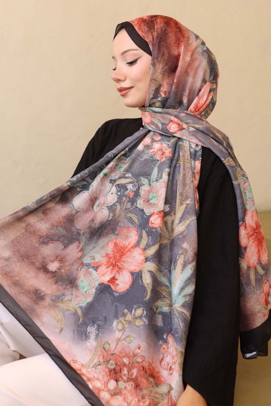 Desenli Şal Siyah Frt105
