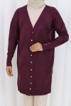 Desenli Uzun Merserize Hırka N3193 Bordo