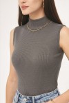 Balıkçı Yaka Triko Body N3238 Gri
